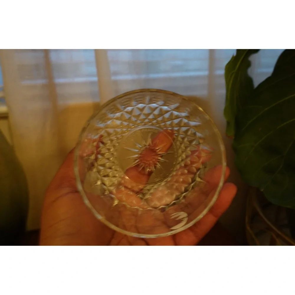 Arcoroc France Diamond Cut Glass Ashtray Trinket Trifle Dish‎ Bowl